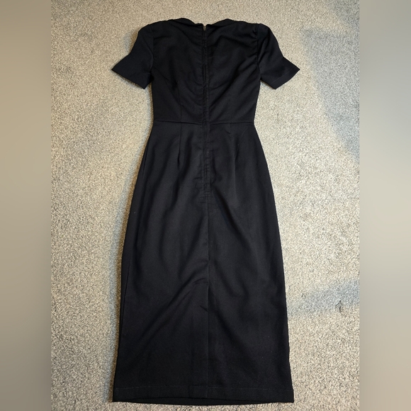 Bettie Page Tatyana Retro 40's Navy Blue Nautical Button Wiggle Dress XXS - Picture 3 of 11